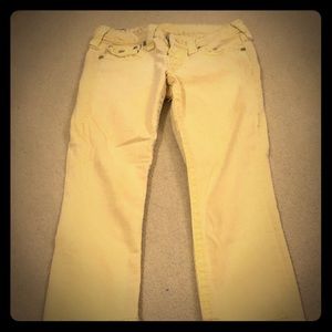 True Religion Yellow Cropped Jeans